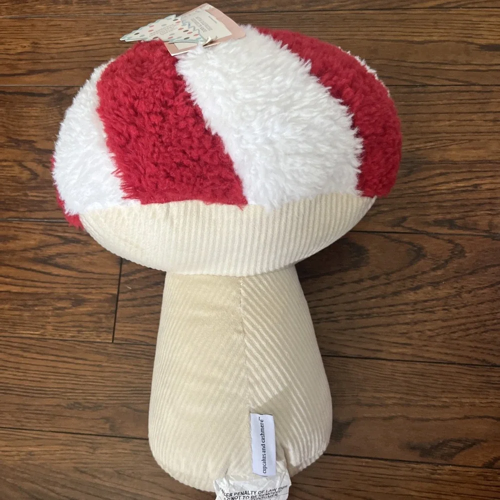 Cupcakes And Cashmere Peppermint Mushroom Pillow Holiday NEW 13 1/2
